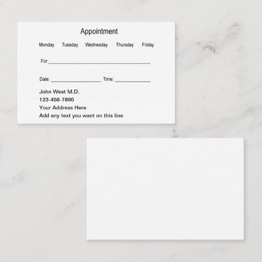 Einfache Visitenkarten für Bulk Doctor Terminkarte (Vorne/Hinten)