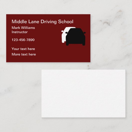Einfache Visitenkarten für das Fahren in der Schul Visitenkarte (Vorne/Hinten)