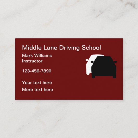 Einfache Visitenkarten für das Fahren in der Schul Visitenkarte (Vorderseite)