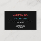 Einfache Visitenkarten für Experten für soziale Me Visitenkarte (Rückseite)