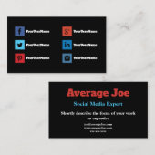 Einfache Visitenkarten für Experten für soziale Me Visitenkarte (Vorne/Hinten)