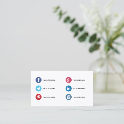 Einfache Visitenkarten für Experten für soziale Me Visitenkarte (Stehend Vorderseite)