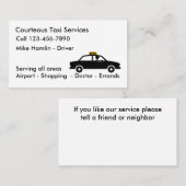 Einfache Visitenkarten für Taxifahrer Visitenkarte (Vorne/Hinten)