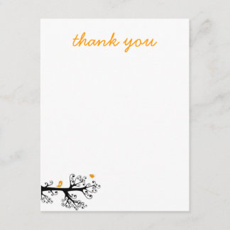 Einfache Vögel auf Baumast danken Ihnen Dankeskarte