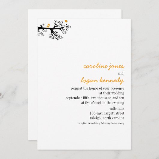 Einfache Vögel auf der Zweigstelle Baum Einladung (Vorne/Hinten)