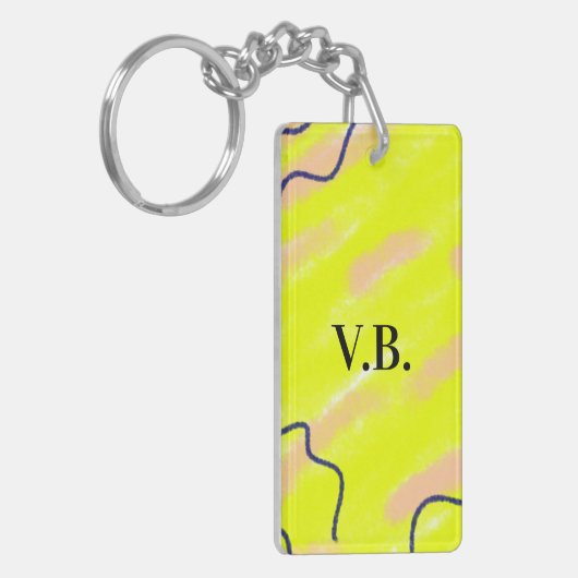 Einfache Vollfarben hinzufügen Name Text monogramm Schlüsselanhänger (Vorderseite links)