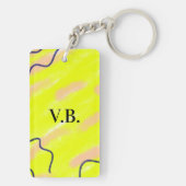 Einfache Vollfarben hinzufügen Name Text monogramm Schlüsselanhänger (Rückseite)