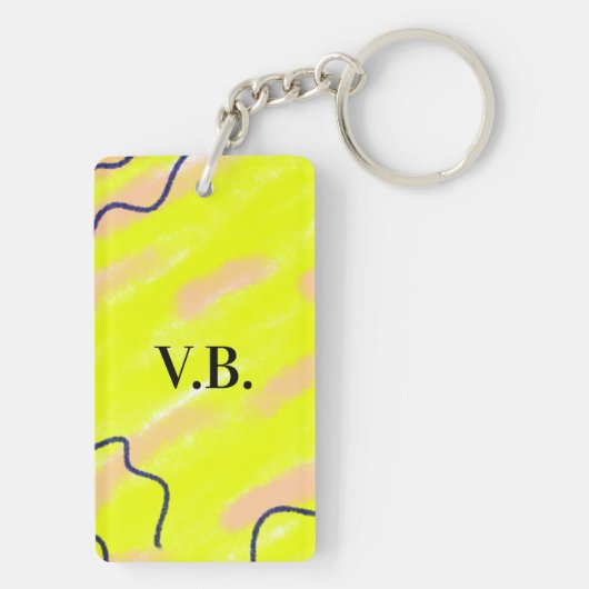 Einfache Vollfarben hinzufügen Name Text monogramm Schlüsselanhänger (Rückseite)