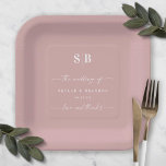 Einfache Vollfarbenfrohe Mauve Wedding Monogram Pappteller<br><div class="desc">Einfache Solid Color Dusty Mauve Wedding Monogram Empfang Personalisiert Paper Teller. Diese moderne Hochzeit oder jede Veranstaltung Papier Platte Design ist einfach und minimal mit einer schlichten soliden Hintergrund Farbe und trendige Signatur Kalligraphie Skript-Schriftart. Die neue Farbpalette für Hochzeiten. Auch ein einfaches Monogramm oben. Die Chic Minimal Wedding Kollektion wird...</div>