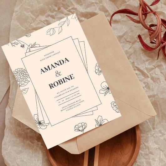 Einfache, von der Hand Gezeichnet Minimalistische  Einladung