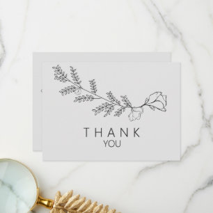 Einfache, von Hand Gezeichnet, florale Stammesfeie Dankeskarte