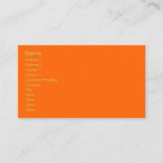 Einfache Vorlage, einfarbig orange Visitenkarte (Vorderseite)