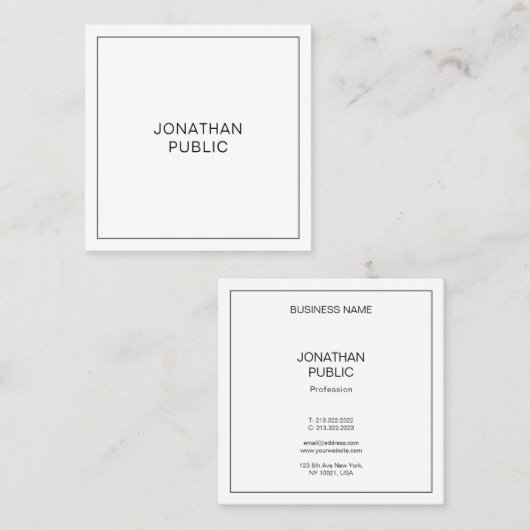 Einfache Vorlage Elegant Modernes Beruflich Quadratische Visitenkarte (Vorne/Hinten)