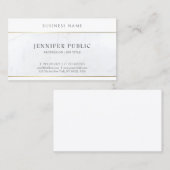 Einfache Vorlage Eleganter weißer Marmor Beruflich Visitenkarte (Vorne/Hinten)