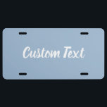 Einfache Vorlage für Baby Blue und White Script US Nummernschild<br><div class="desc">Dieses babyblaue Nummernschild hat Text in weißem Skript. Der Text kann bearbeitet oder gelöscht werden.</div>