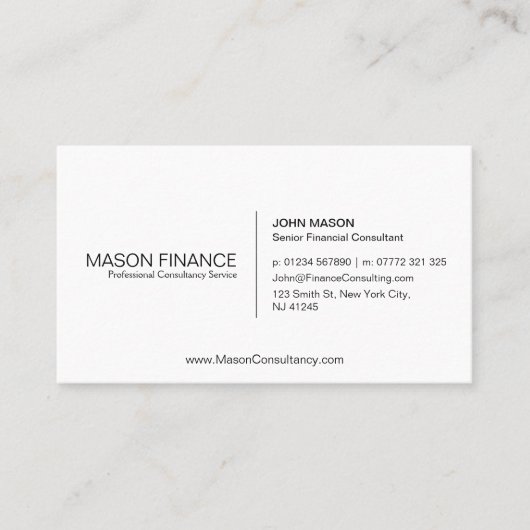 Einfache Vorlage für die individuell anpassbare Vi Visitenkarte (Vorderseite)