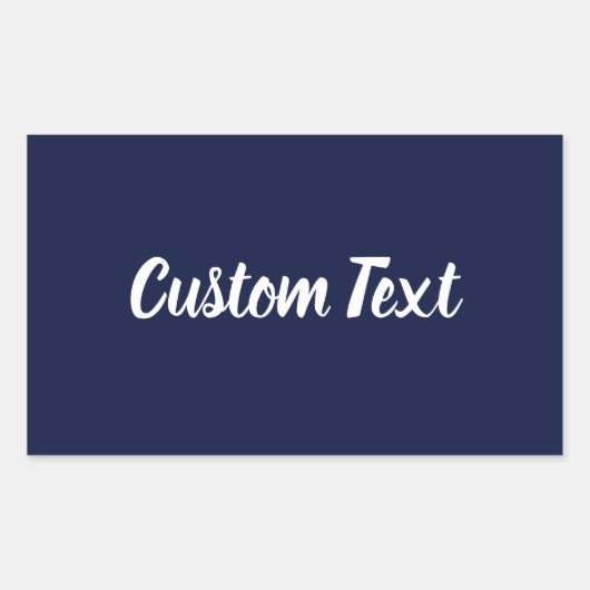 Einfache Vorlage für dunkelblaue, weiße Skriptvorl Rechteckiger Aufkleber (Vorderseite)