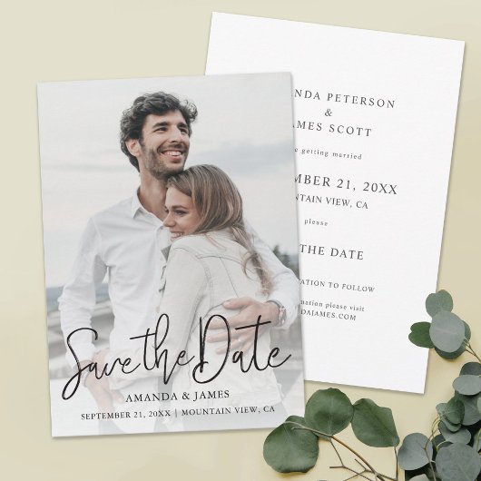 Einfache Vorlage für elegantes Foto Save the Date