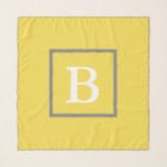 Einfache Vorlage für gelb-graue und weiße Monogram Schal<br><div class="desc">Der Yellow Chiffon Schal hat ein großes weißes Monogramm in der Mitte,  das Sie mit Ihrem Initial personalisieren können.</div>