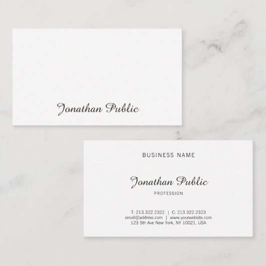 Einfache Vorlage für handgeschriebene Name-Skripte Visitenkarte (Vorne/Hinten)