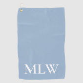 Einfache Vorlage für hellblaue und weiße Monogramm Golfhandtuch (Vorderseite)