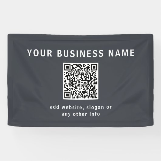 Einfache Vorlage für Ihren QR-Code | Dunkelgrau Banner (Horizontal)