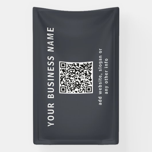 Einfache Vorlage für Ihren QR-Code | Dunkelgrau Banner (Vertikal)