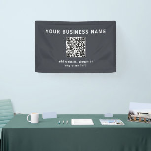 Einfache Vorlage für Ihren QR-Code   Dunkelgrau Banner