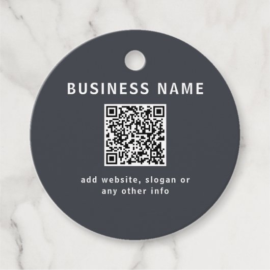 Einfache Vorlage für Ihren QR-Code | Dunkelgrau Geschenkanhänger (Vorderseite)