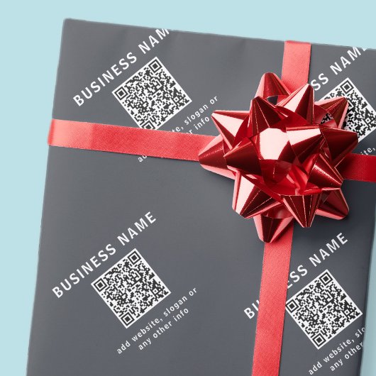 Einfache Vorlage für Ihren QR-Code | Dunkelgrau Geschenkpapier