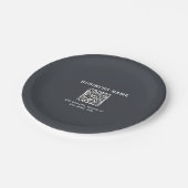 Einfache Vorlage für Ihren QR-Code | Dunkelgrau Pappteller (Schrägansicht)