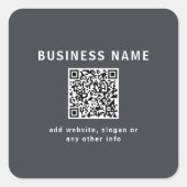 Einfache Vorlage für Ihren QR-Code | Dunkelgrau Quadratischer Aufkleber (Vorderseite)