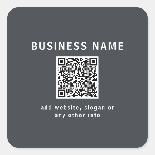 Einfache Vorlage für Ihren QR-Code | Dunkelgrau Quadratischer Aufkleber (Vorderseite)