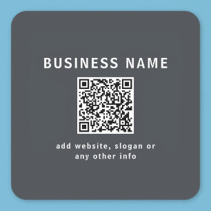 Einfache Vorlage für Ihren QR-Code   Dunkelgrau Quadratischer Aufkleber