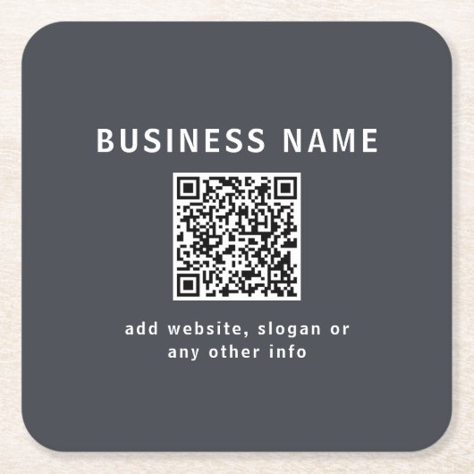 Einfache Vorlage für Ihren QR-Code | Dunkelgrau Rechteckiger Pappuntersetzer (Vorderseite)