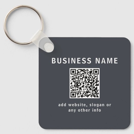 Einfache Vorlage für Ihren QR-Code | Dunkelgrau Schlüsselanhänger (Vorderseite)