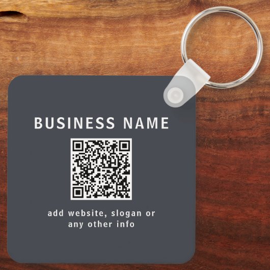 Einfache Vorlage für Ihren QR-Code | Dunkelgrau Schlüsselanhänger (Rückseite)