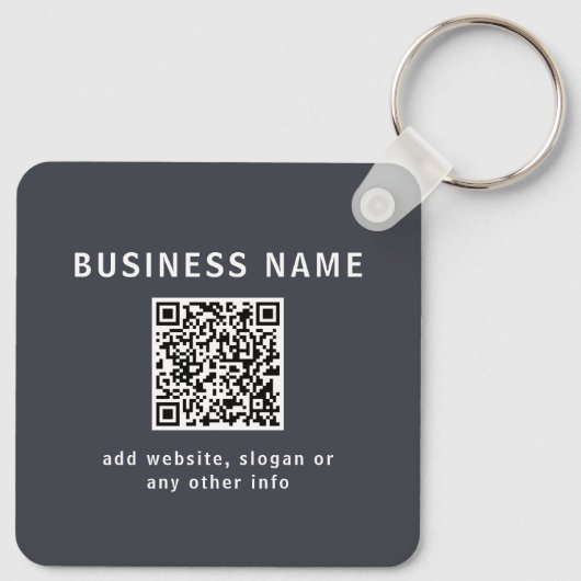 Einfache Vorlage für Ihren QR-Code | Dunkelgrau Schlüsselanhänger (Rückseite)