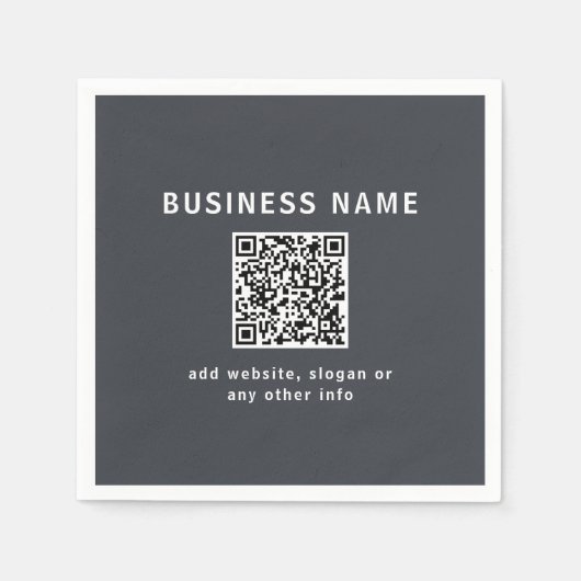 Einfache Vorlage für Ihren QR-Code | Dunkelgrau Serviette (Vorderseite)