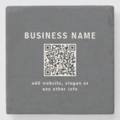 Einfache Vorlage für Ihren QR-Code | Dunkelgrau Steinuntersetzer (Vorderseite)