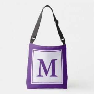 Einfache Vorlage für Lila Monogramme in Weiß und R Tragetaschen Mit Langen Trägern