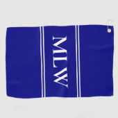 Einfache Vorlage für Navy Blue und White Monogram Golfhandtuch (Horizontal)