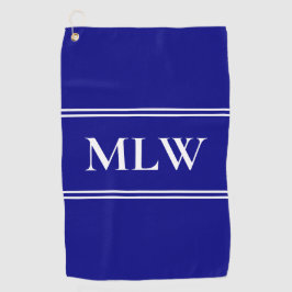 Einfache Vorlage für Navy Blue und White Monogram Golfhandtuch