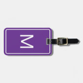Einfache Vorlage für Royal Purpleand White Initial Gepäckanhänger (Vorderseite horizontal)