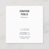 Einfache Vorlage für Schwarz und Weiß Quadratische Visitenkarte (Rückseite)