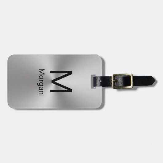 Einfache Vorlage für Silber und Schwarz, Monogramm Gepäckanhänger (Vorderseite horizontal)