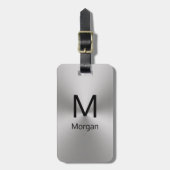Einfache Vorlage für Silber und Schwarz, Monogramm Gepäckanhänger (Vorderseite vertikal)
