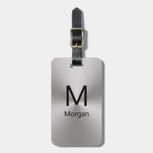 Einfache Vorlage für Silber und Schwarz, Monogramm Gepäckanhänger (Vorderseite vertikal)