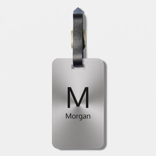 Einfache Vorlage für Silber und Schwarz, Monogramm Gepäckanhänger (Rückseite vertikal)