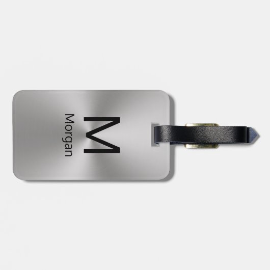 Einfache Vorlage für Silber und Schwarz, Monogramm Gepäckanhänger (Rückseite horizontal)
